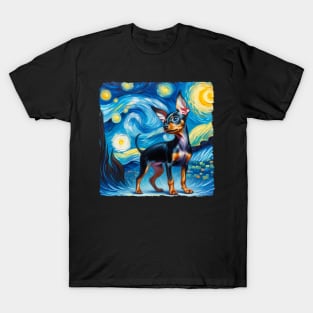 Starry Miniature Pinscher Portrait - Dog Portrait T-Shirt